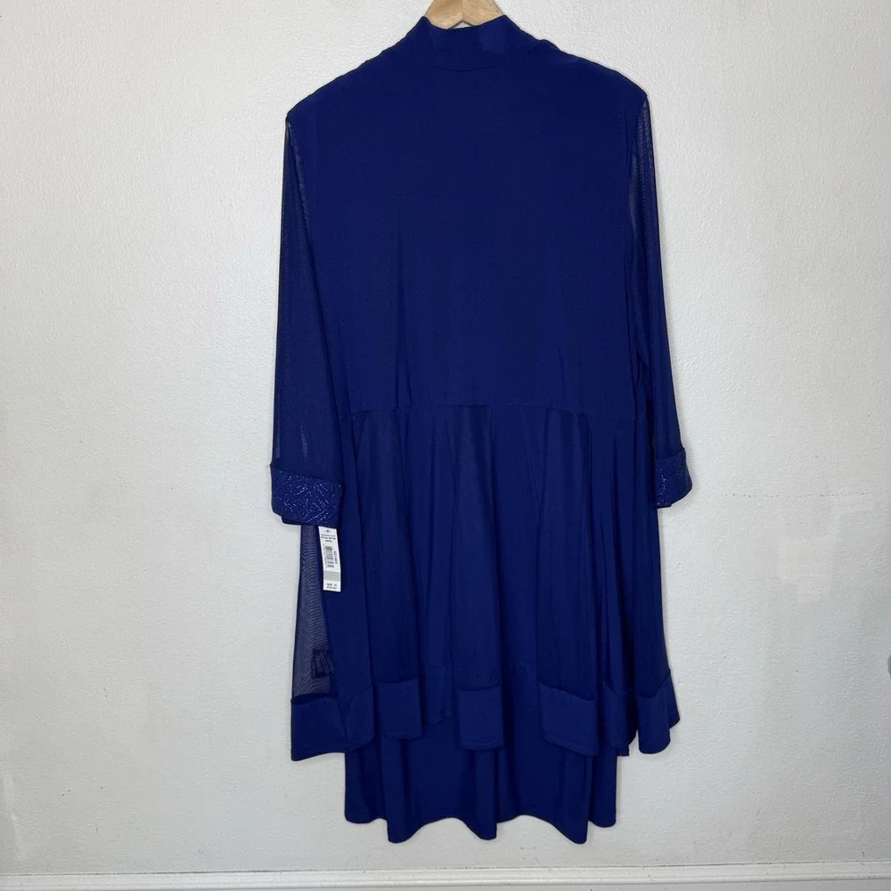 New‎ R And M Richard's Royal Blue Sheer 3/4 Sleeve Jacket And Dress Womens 1X
